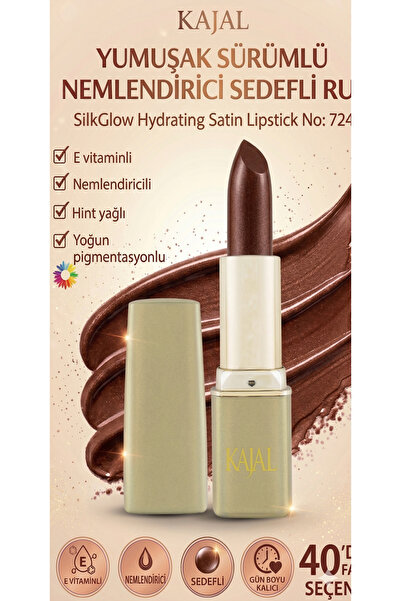 KAJAL Yumuşak Sürümlü Nemlendirici Sedefli Ruj – SilkGlow Hydrating Satin Lip...