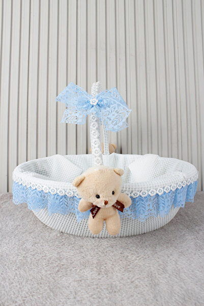 Çocuksan Baby&Kids Wear Bebe Mavi Dantelli Ayıcıklı Bebek Sepeti - Baby Showe...