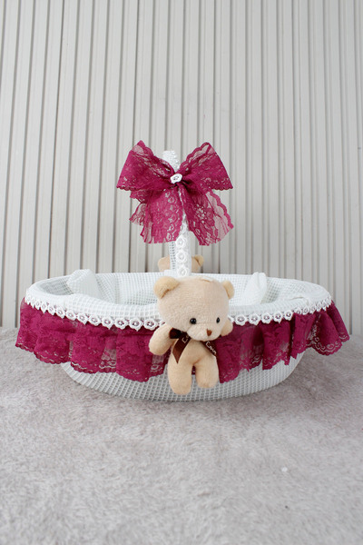 Çocuksan Baby&Kids Wear سلة أطفال من الدانتيل مع دمية دب - لحفلات استقبال الم...