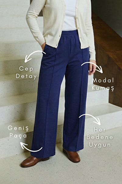 şuranur Γυναικείο παντελόνι από ύφασμα Osho Modal με χαλαρή εφαρμογή – Κομψό ...