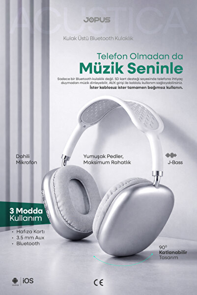 Jopus Bluetooth Kulaklık iOS Android Uyumlu Yüksek Ses Kalitesi Mikrofonlu Ku...