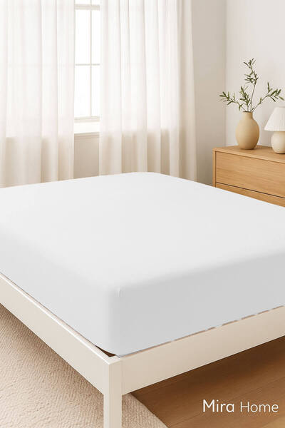 Mira Home ملاءة مطاطية قطن ممشط مزدوج سادة 100% قطن 180X200