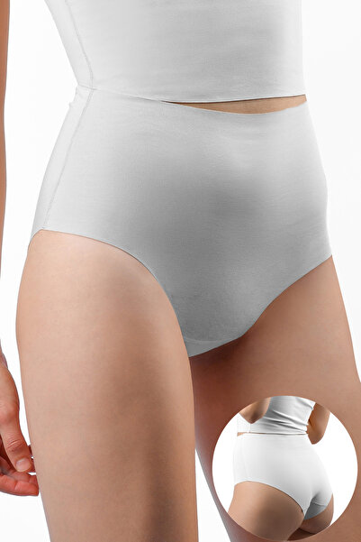 Bolero Pima Pamuk Dikişsiz Kadın Yüksek Bel Külot Beyaz