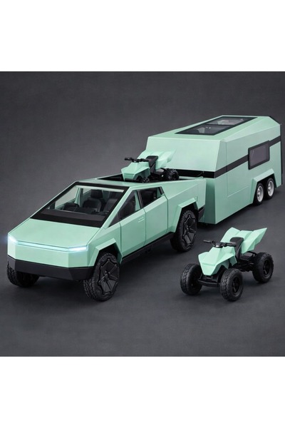Printisor Masinuta de jucarie Tesla Cyber Pickup Truck, include ATV, PullBack...