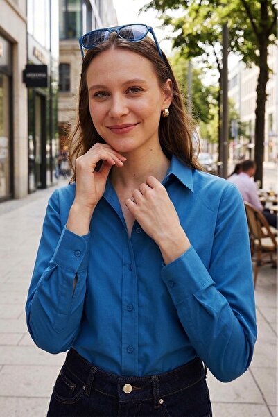 Tudors Women's Slim Fit Slim Fit Long Sleeve Cotton Bodycon Textured Light Pe...