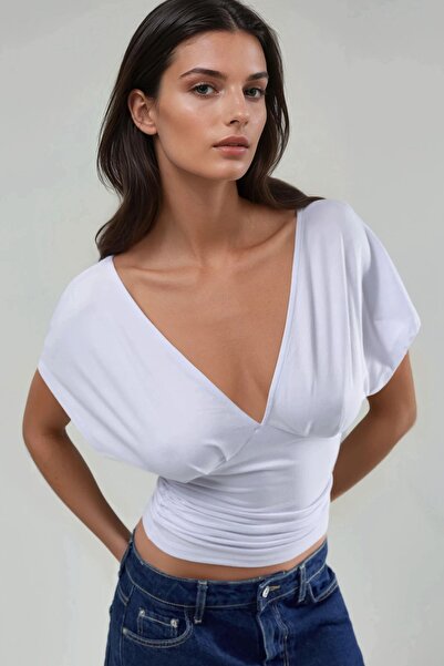 Hiccup Gathered V-Neck T-Shirt