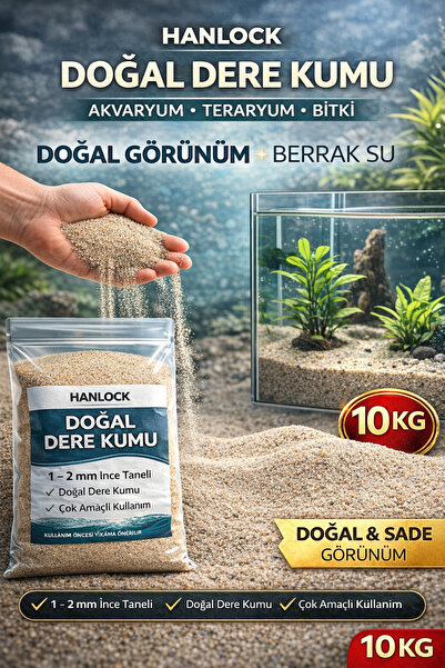 HANLOCK Dalaman Doğal Dere Kumu 10 KG 1-2 mm | Akvaryum, Saksı, Teraryum İçin...