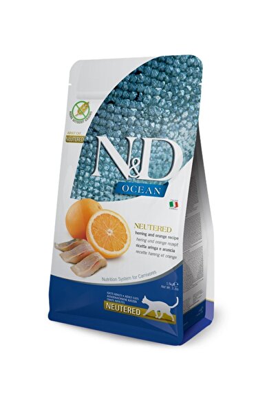 N&D Nd Ocean Tahılsız Ringa Balığı Portakallı Kısır Kedi Maması 1,5kg Neutere...