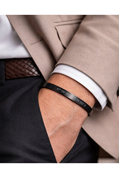 Unbraded Brățară STRONG unisex neagră personalizabilă, lucrată manual