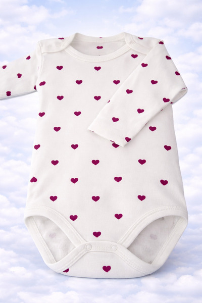 BABY TOO TEXTİLE بودي بأكمام طويلة وأزرار كبس، مصنوع من القطن بنسبة 100%، بود...