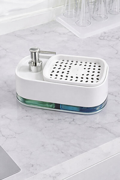 ARVALE Dozator de săpun 2 în 1 și dozator automat de detergent pentru burete ...