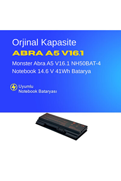 ümit maker Monster Abra A5 V16.1 NH50BAT-4 Notebook 14.6 V 41Wh Batarya – Orj...