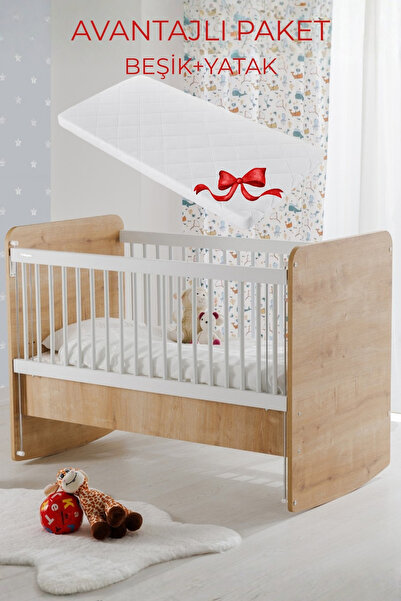 Babywhen Sallanan Anne Yanı Bebek Beşik 60x120 cm | 4 Kademeli Yükseklik Ayar...