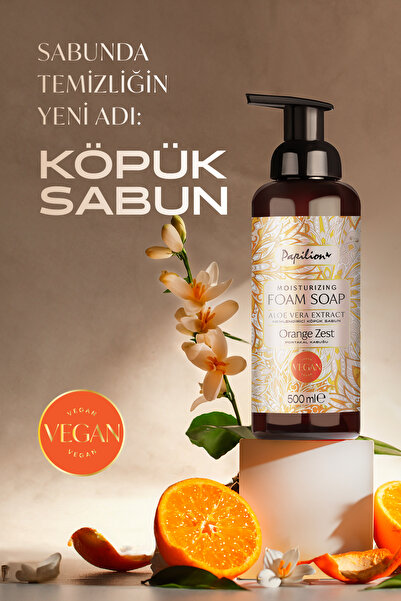 Papilion Aloe Vera Özlü Köpük Sabun 500 ml Portakal Kabuğu Aromalı Vegan Neml...