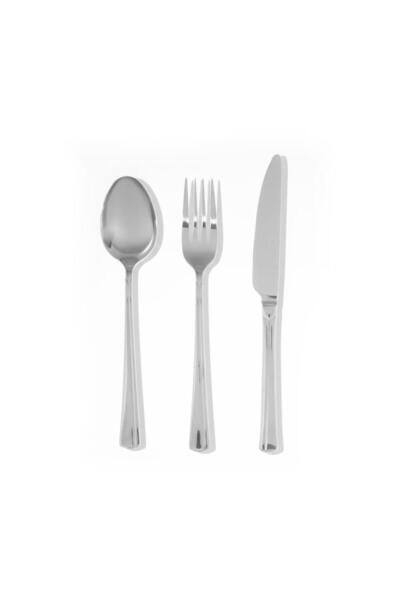 Serenk Paris Steel Gabel-Löffel-Messer-Set, 18-teilig, Premium 18/10 Edelstahl