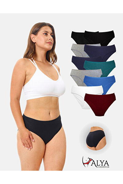 ALYA UNDERWEAR سراويل داخلية نسائية قطنية عالية الخصر - 10 عبوات ملونة (متعدد...