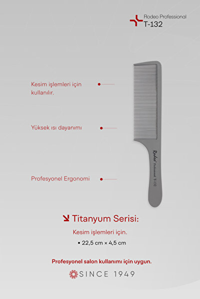 RODEO مشط سلسلة تيتانيوم احترافي مضاد للكهرباء الساكنة T-132