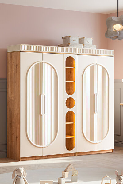 Setay Gardırop, Athena 4 Kapaklı Dolap ve Ledli Kitaplık