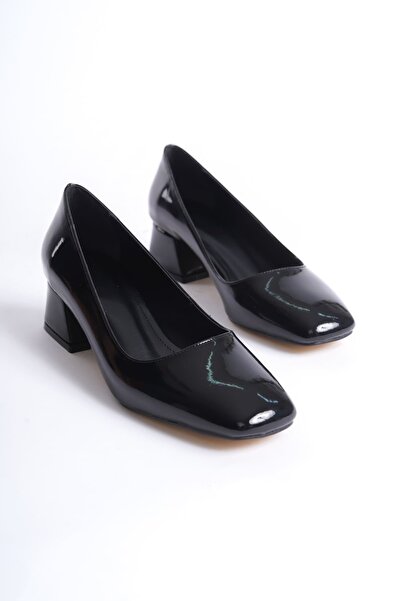 Zerenyus Clay Premium Μαύρο λουστρίνι Γυναικείο στιλέτο με τακούνι 5 εκ.