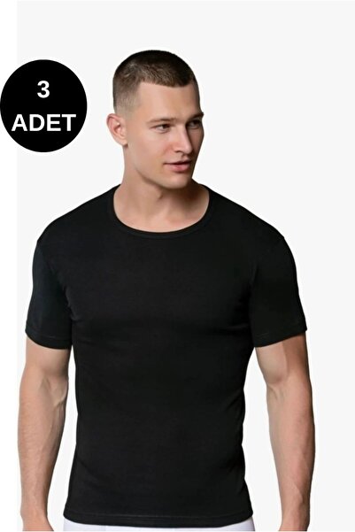 GÜMÜŞ Sports Sleeves Zero Collar T-Shirt -Ri̇bana-4050 Pack of 3
