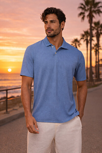 Valiberta Ανδρικό μπλουζάκι Evenor με ανάγλυφο σχέδιο, γιακά πόλο, με κουμπιά...