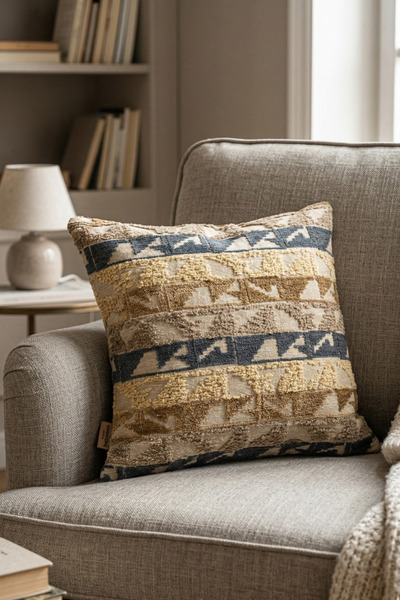 Drawa Home Modern Desenli Dokuma Kırlent Kılıfı Bej Krem Kahverengi Lacivert ...