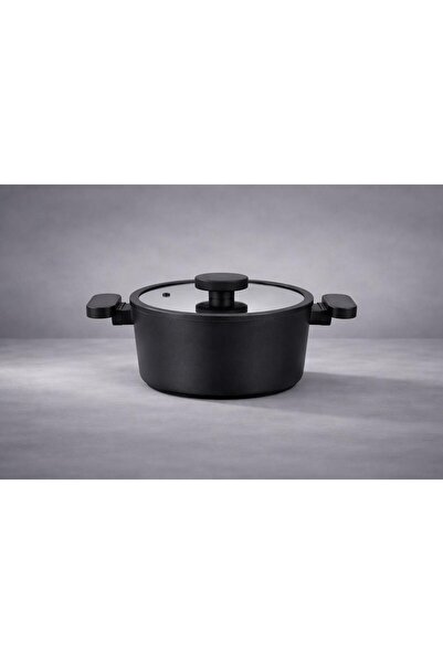 LAVONNI وعاء جرانيت عميق من فاليريا مقاس 24 سم مع غطاء زجاجي بحواف سيليكون - ...