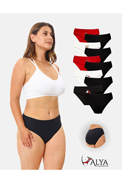 ALYA UNDERWEAR Women's Cotton New Year Red Black White Printed Panties, Pack ...