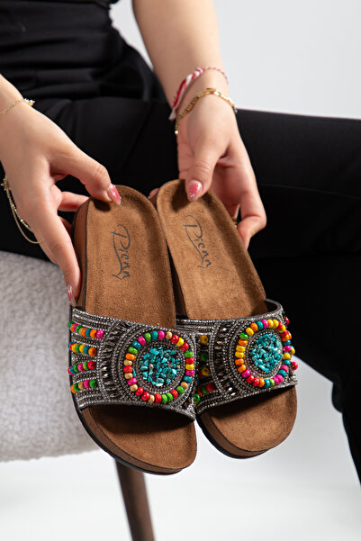 PLN SHOES Pien Pedli Anatomical Comfortable Stone Shoes Beaded Women's Slipper