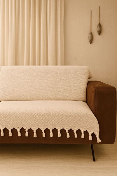 LUNGA VİTA Başak Desen Dokuma %100 Pamuklu Çok Amaçlı Pike Koltuk Örtüsü 180x230