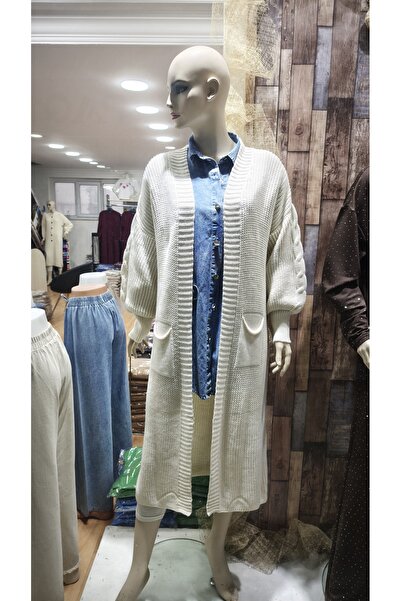 Liva Triko Rahat Midi Boy Çift Cepli Hırka