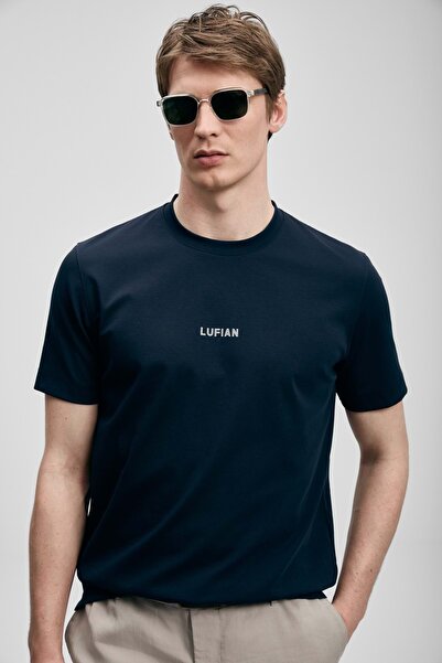 Lufian 111020322 Marcus Modern Graphic T-Shirt Ανδρικό T-Shirt ΣΚΟΥΡΟ ΜΠΛΕ