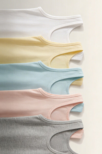 Katia&Bony Pachet de 5 maiouri pentru fete cu bretele groase, multicolore