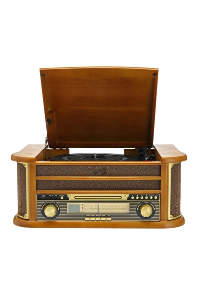 newdaki Nostaljik Ahşap Kasa Pikap Kaset CD Çalar Bluetoothlu Kumandalı Radyo Mp3 USB 33-45-78 lik Plakla