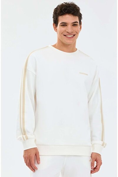 SKECHERS S2610103 m Fleece Crew Neck Sweatshirt Men's Sweatshirt White