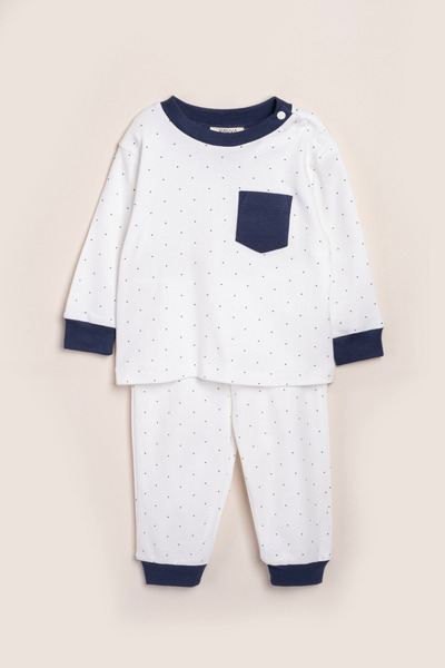 Vauva Kız Erkek Pijama Baskılı Cep Detaylı Uzun Kollu Pijama Takımı