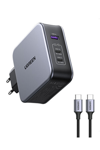 Ugreen Nexode 140W GaN 3 Portlu Hızlı Şarj Cihazı 2xUSB-C, 1xUSB-A QC 4.0 PD ...