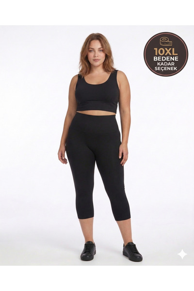 Yabgu Women's Plus Size Capri Tights Black