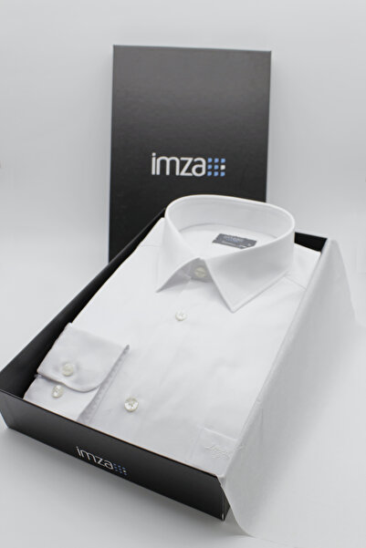 İmza Cămașă albă cu guler rigid cu buzunare Comfort Fit Classic, pachet de bu...