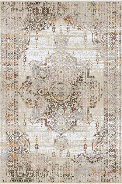 kilim home Πολυτελές Μαλακό Βίντατζ Μπεζ Χαλί – Μοντέρνο Κλασικό Σχέδιο Μεντα...