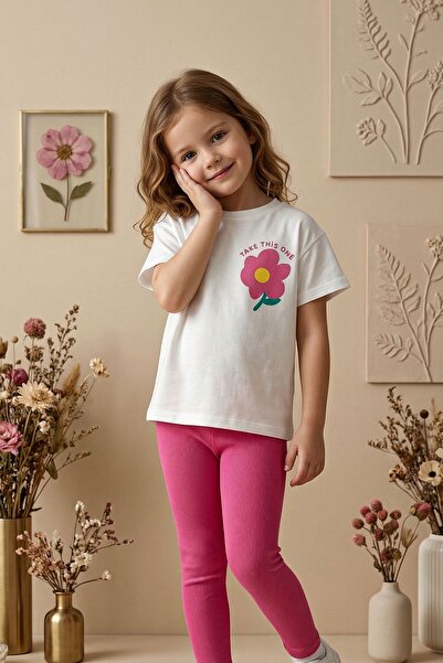 ZUZUNGA Комплект за момичета с принт „Cute Flower“ – с розови клинове