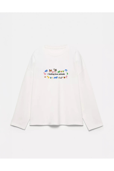 Disante 100% βαμβάκι Oversize Fit i f*cking love animals Εκτυπωμένο - Μπλουζά...
