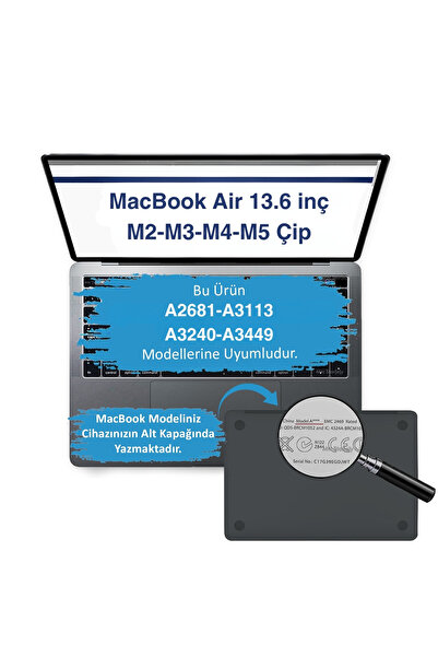 Mcstorey MacBook Air 13.6 inç M5 M4 M3 Kılıf Kristal Simli Sert Kapak 360° Çizilme Koruma A3449 A3240