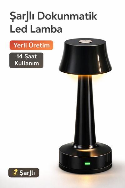 ZENLİGHT Şarjlı Dokunmatik Metal Masa Lambası Kablosuz 14 Saat Kullanım LEDLİ...