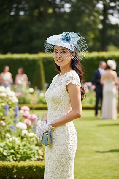 Miss Hat "Baby Blue Fascinator" - Elegant Sinamay Hat