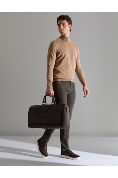 Pierre Cardin سترة تريكو أساسية ذات ياقة مدورة من Camel Slim Fit 50314202-VR015