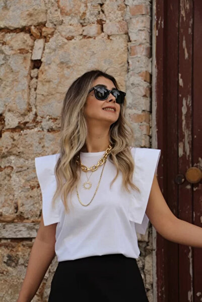 bytugcekaya Tricou alb cu detalii Aller