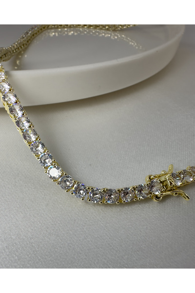 Samu Accessories قلادة فولاذية فاخرة من سلسلة ووتر روود مرصعة بالأحجار الكبير...