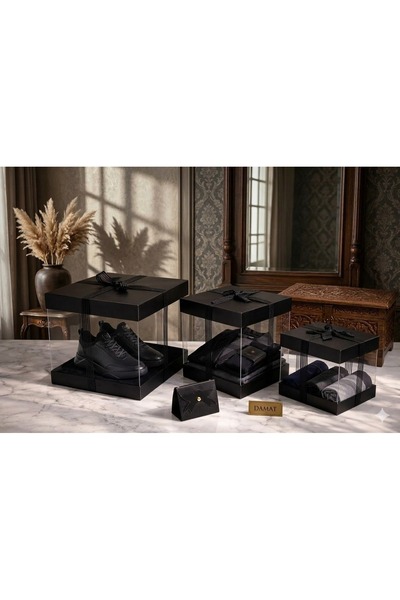 Kırçova Tekstil Lüks Şeffaf 3’lü Asetat Hediye ve Bohça Kutusu