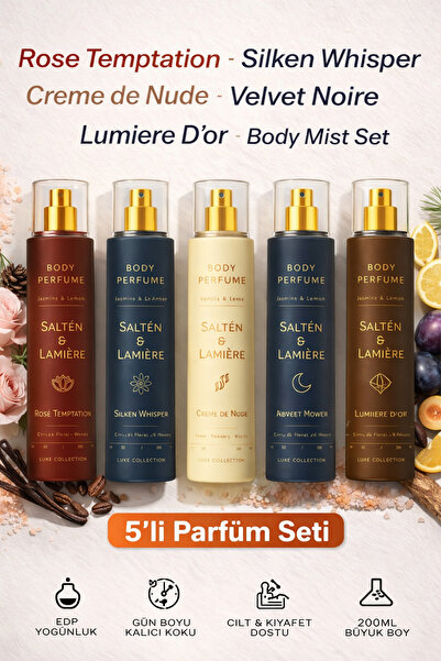 Salten Lamıere 5'li Body Mist Parfüm seti - Vücut Spreyi - Kalıcı Parfüm